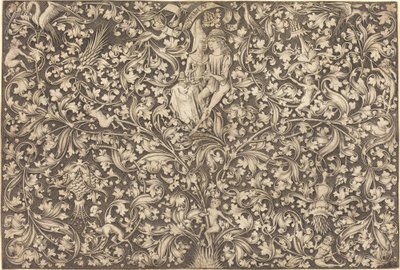 Pannello ornamentale con due amanti da Israhel van Meckenem