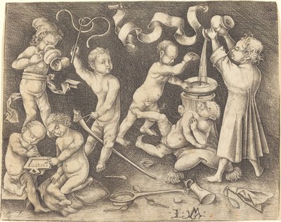 Sette bambini che giocano, c. 1490 da Israhel van Meckenem