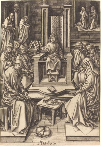 Cristo tra i dottori da Israhel van Meckenem after Hans Holbein the Elder