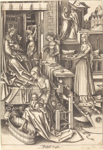 La Nascita della Vergine da Israhel van Meckenem after Hans Holbein the Elder