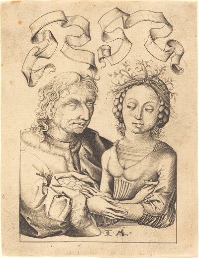 Il vecchio sciocco e la giovane ragazza da Israhel van Meckenem after Master of the Housebook