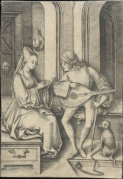 Il cantante e il suonatore di liuto da Israhel van Meckenem the younger