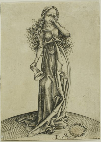 La terza vergine stolta, da Le cinque vergini stolte da Israhel van Meckenem the younger