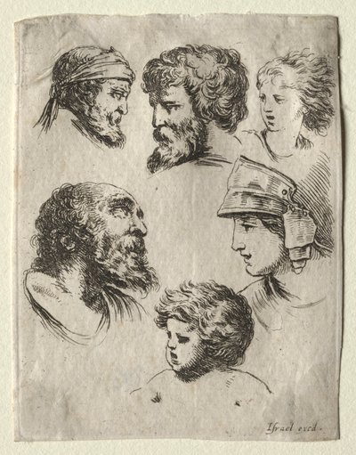 Libro per imparare a disegnare: Sei teste di ritratto da Israël Henriet