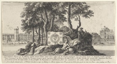 Veduta di Parigi con tre ninfe del fiume (Gezichten op Parijs en Rome) da Israël Silvestre