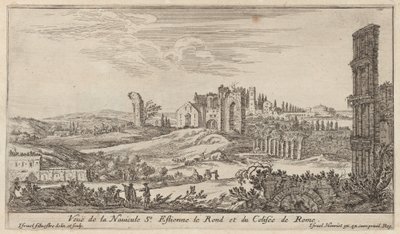 Veduta della Navicella di Santo Stefano Rotondo e del Colosseo di Roma da Israël Silvestre