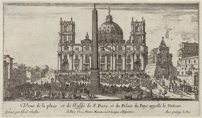 Vista della piazza e della Chiesa di San Pietro e del Palazzo del Papa chiamato Vaticano da Israël Silvestre