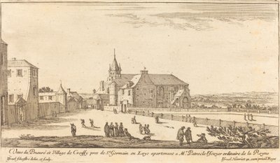 Veduta del priorato e del villaggio di Croissy da Israël Silvestre