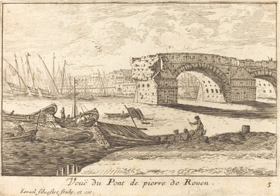 Veduta del Ponte di pietra di Rouen da Israël Silvestre