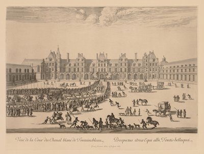Veduta del cortile del Cavallo Bianco di Fontainebleau da Israël Silvestre