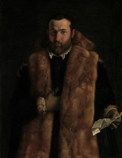 Ritratto di un uomo con cappotto bordato di pelliccia da Italian