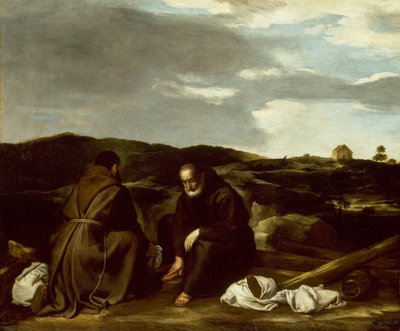 Due monaci in un paesaggio da Italian