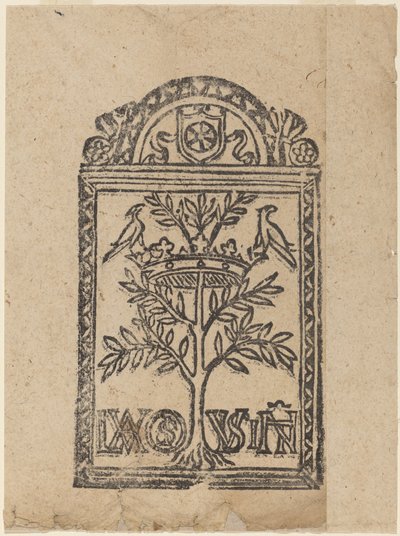 Albero con corona e due uccelli da Italian 16th Century