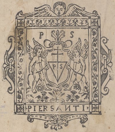 Due putti con scudo inciso Pier Santi da Italian 16th Century