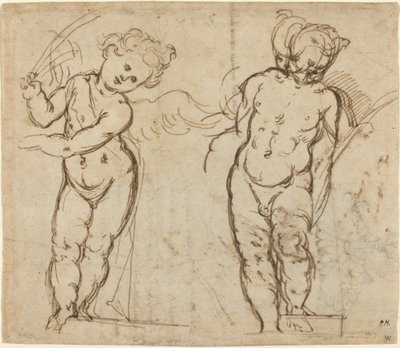 Due putti in piedi [recto] da Italian 17th Century