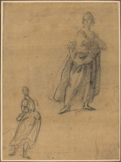Due studi di una donna in piedi da Italian 17th Century