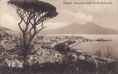 Naples - Napoli, Panorama dalla Tomba di Virgilio (b/w photo) da Italian Photographer