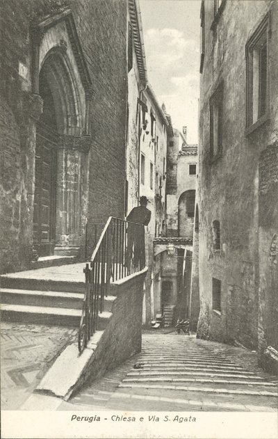 Perugia: Chiesa e Via S Agata (b/w photo) da Italian Photographer