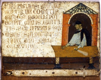 Un Camerlingo, rappresentante il pagamento delle tasse. Biccherna (copertina del registro contabile della città di Siena) del 1270. Archivio Nazionale - Museo delle Tavolette di Biccherna, Siena da Italian School