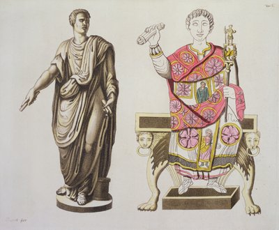 Un senatore romano e un ufficiale, da Costumi dei Romani, c.1805-20 da Italian School