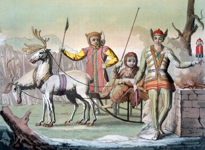 Uno sciamano Yakuti con il suo seguito, Siberia, c.1820-30 da Italian School