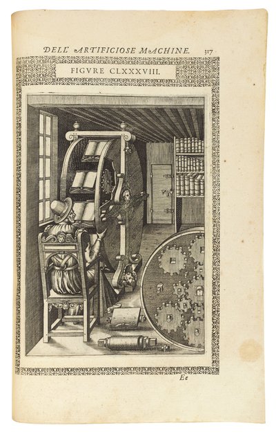 Una pagina dal libro "Le diverse et artificiose machine", 1588 da Italian School