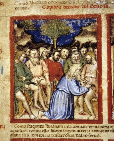 Abramo che Circoncide gli Ebrei, illustrazione da "Il Codice di Padova" 1390-1400 da Italian School