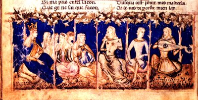 Una regina ascolta musica, dal Roman du Roy Meliadus de Leonnoys, c.1352 da Italian School