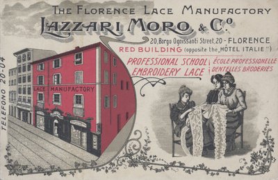 Pubblicità per i merletti di Lazzari Moro & Co, Firenze da Italian School