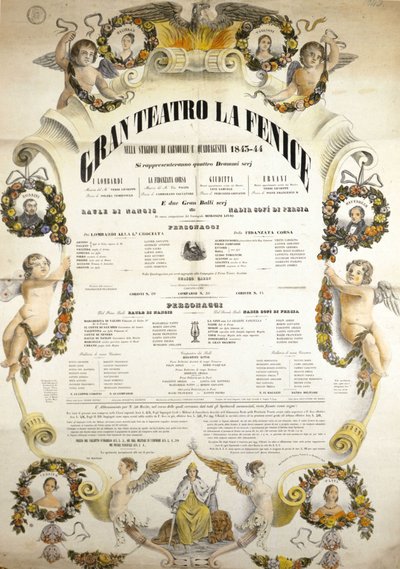Manifesto del Teatro La Fenice di Venezia per la stagione 1843 - 1844 da Italian School