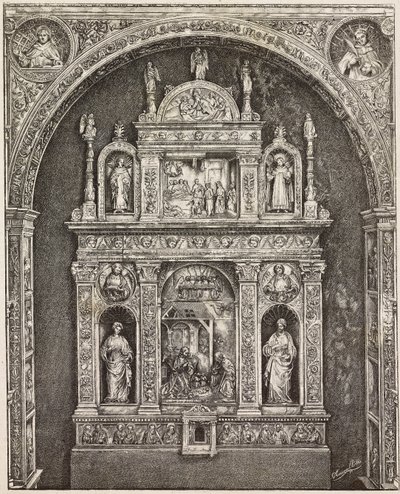 Altare nella chiesa di Santa Cita, di Antonello Gagini, Palermo, incisione da disegno di G Cavallotti, da L