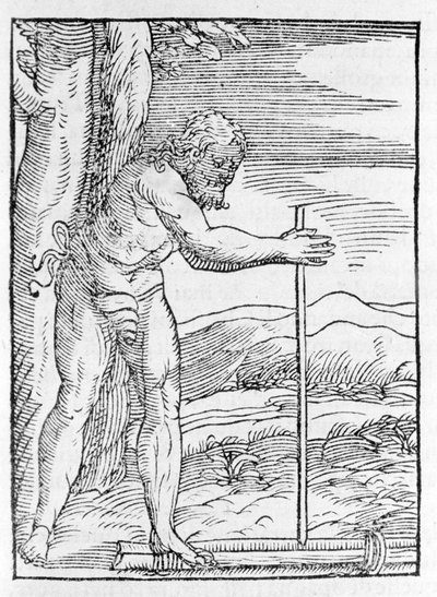Un indiano Tainos accende un fuoco strofinando due pezzi di legno. Incisione da "Navigationi e Viaggi" di Giovanni Battista Ramusio (1565) da Italian School