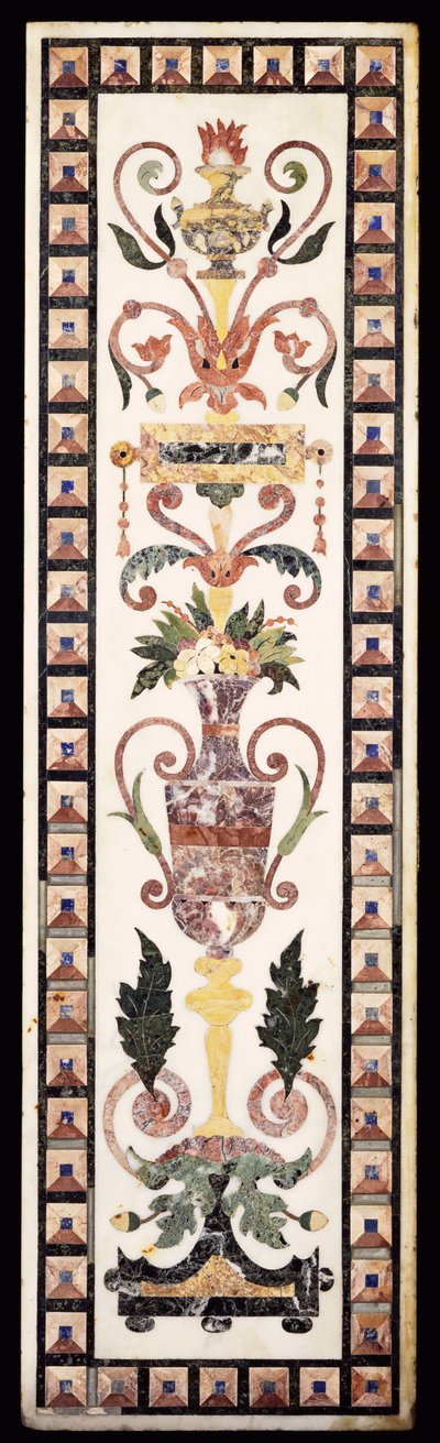 Un pannello di marmo bianco intarsiato di pietre dure italiane, inizio XVIII secolo da Italian School