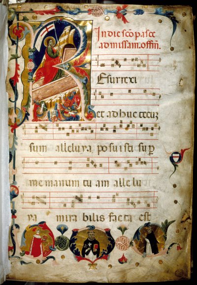 Antifonario (manoscritto di musica sacra) con ritratto del Doge Marino Zorzi in basso a sinistra da Italian School