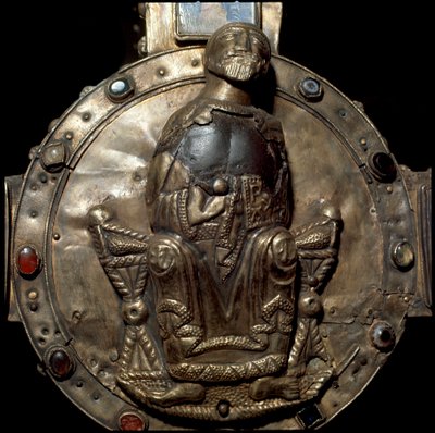 Archeologia del Medioevo. Arte barbarica della Lombardia: Croce di Desiderio (Croce del re Desiderio). Argento e foglie d