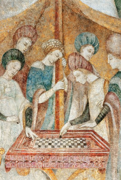 Bicocca degli Arcimboldi: affresco del XV secolo, dettaglio del gioco della dama (affresco) da Italian School