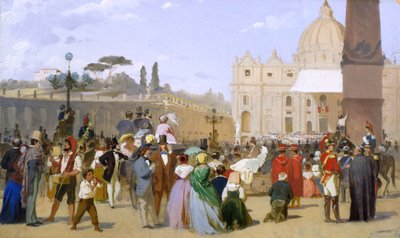 Benedizione di Pio IX dal balcone di San Pietro, c.1846-78 da Italian School