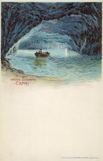 Grotta Azzurra, Capri (litografia a colori) da Italian School