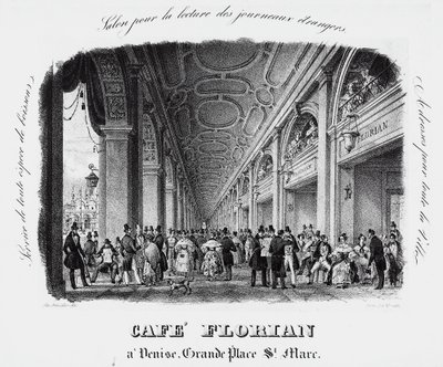 Caffè Florian in Piazza San Marco a Venezia, incisione, Italia da Italian School