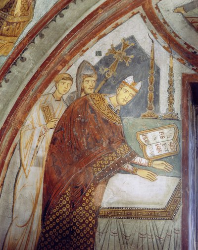 Cardinale Ugolino di Ostia (poi Papa Gregorio IX), consacrazione della cappella, Cappella di San Gregorio, c.1224 da Italian School