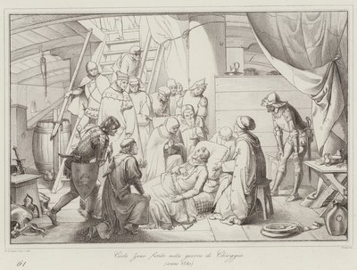 Carlo Zeno ferito nella guerra di Chioggia da Italian School