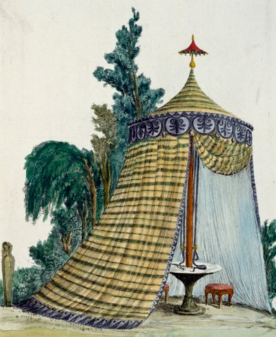 Padiglione cinese nel giardino, circa 1810, incisione, Italia da Italian School