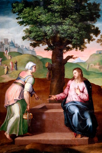 Cristo e la Samaritana al pozzo. Seconda metà del 16° secolo. Anonimo. Genova. Italia. da Italian School