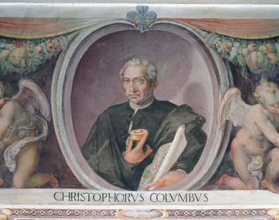 Cristoforo Colombo, nella Sala del Mappamondo da Italian School