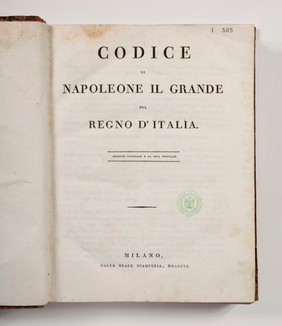 Codice di Napoleone il Grande per il Regno d