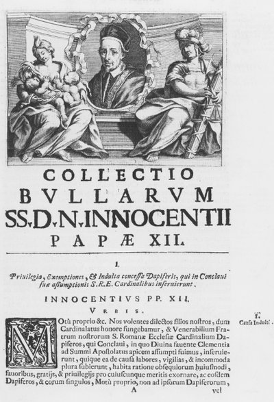Collezione delle Bolle Papali di Papa Innocenzo XII (incisione) da Italian School