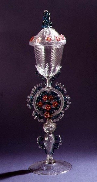 Calice incolore con stelo colorato elaborato di Salviati & Co., 1869 da Italian School