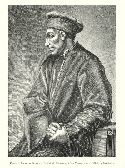 Cosimo il Vecchio, dal ritratto del Pontormo, a San Marco, nella cella di Savonarola (incisione) da Italian School
