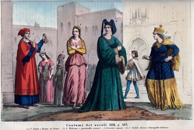 Costumi a Siena tra il XIII e il XIV secolo - incisione da 