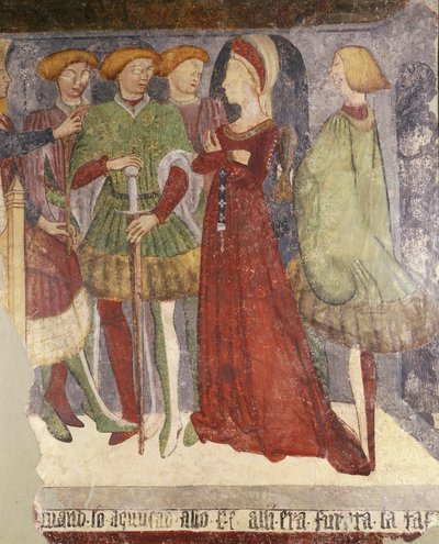Scena di corte, frammento di affresco da Italian School